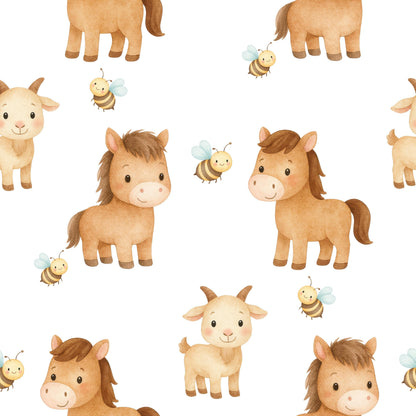 Bees, Horses, and Goats Fabric - Shop now at American Fabric Prints