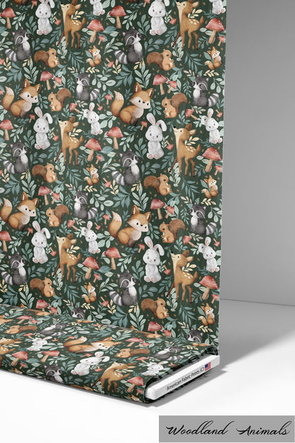 Whimsical Woodland Animals Pattern on Cotton Fabric. Available now at American Fabric Prints.