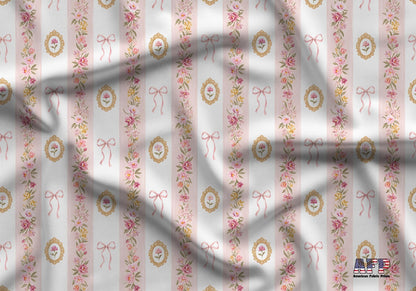 Pink Coquette Bow Floral Frame Fabric - Shop now at American Fabric Prints