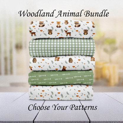 Woodland Animals Fabric | Sage Green | Gender Neutral Quilt Fabric | Forest Animals | Nursery Fabric | Baby Fabric | Cotton Fabric |