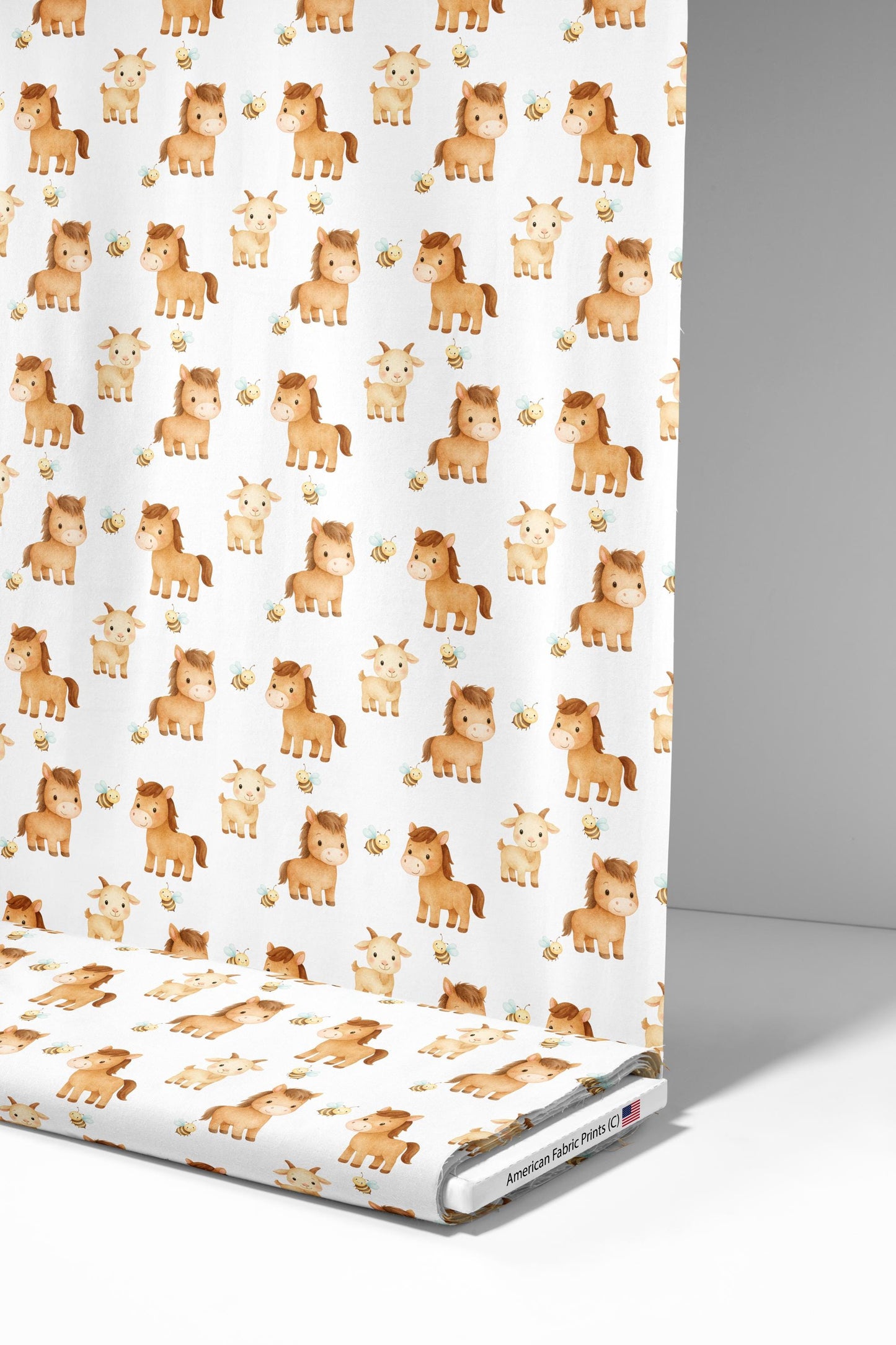 Bees, Horses, and Goats Fabric - Shop now at American Fabric Prints
