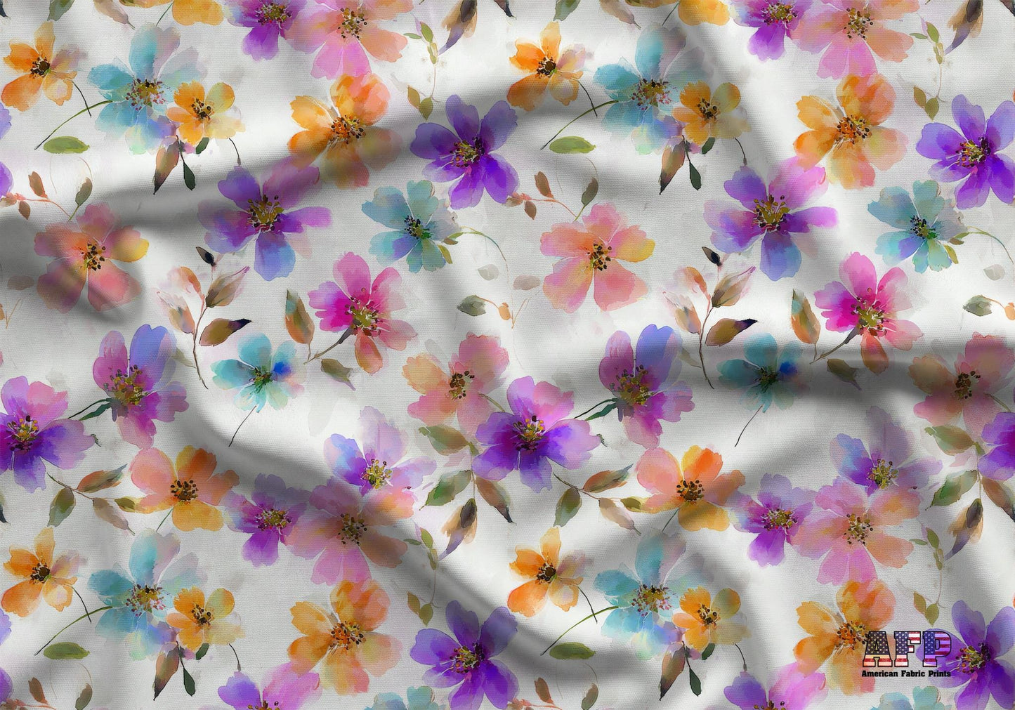 Colorful Flowers Fabric - Shop now at American Fabric Prints