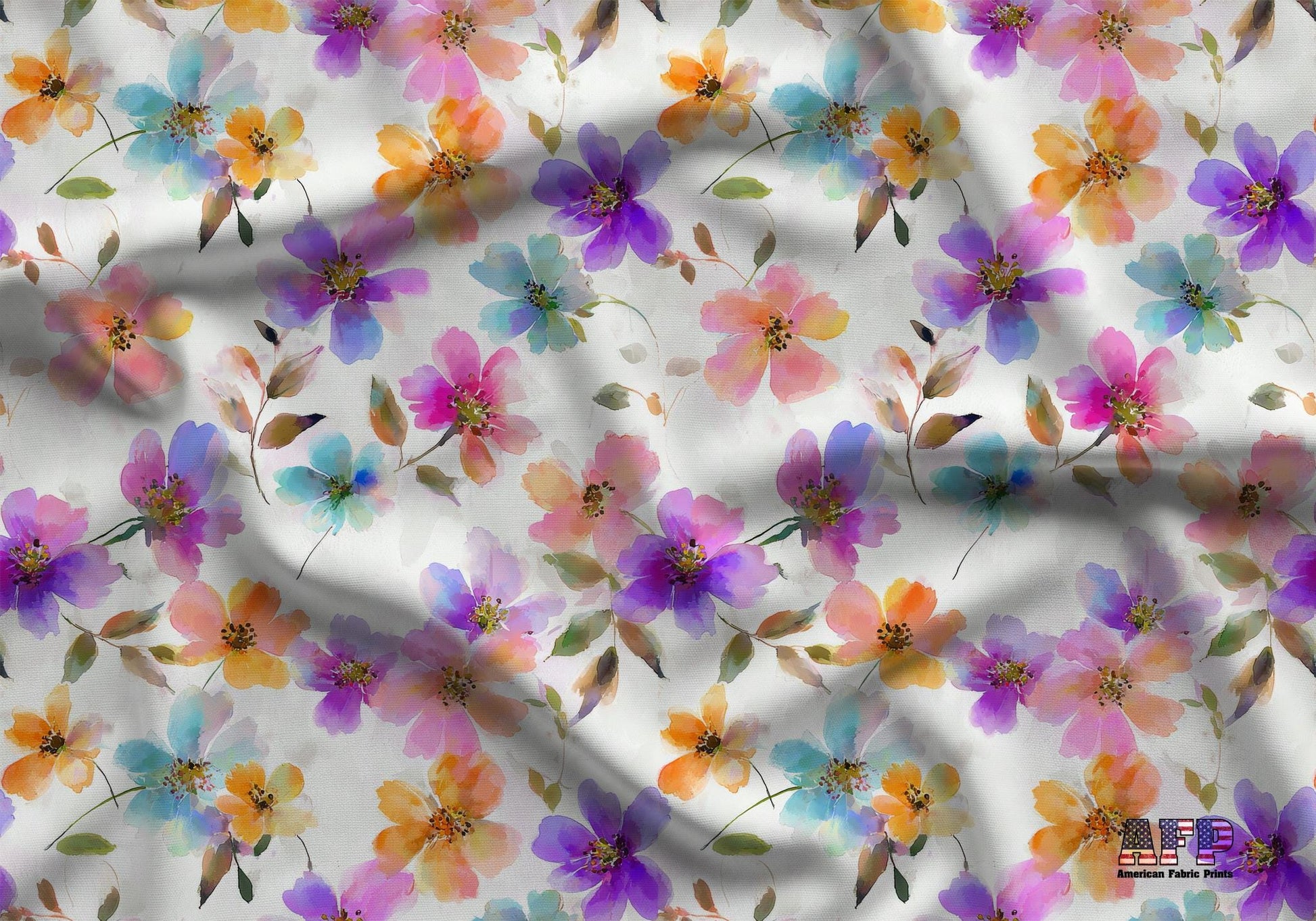 Colorful Flowers Fabric - Shop now at American Fabric Prints