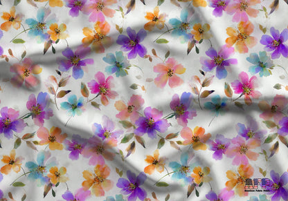 Colorful Flowers Fabric - Shop now at American Fabric Prints