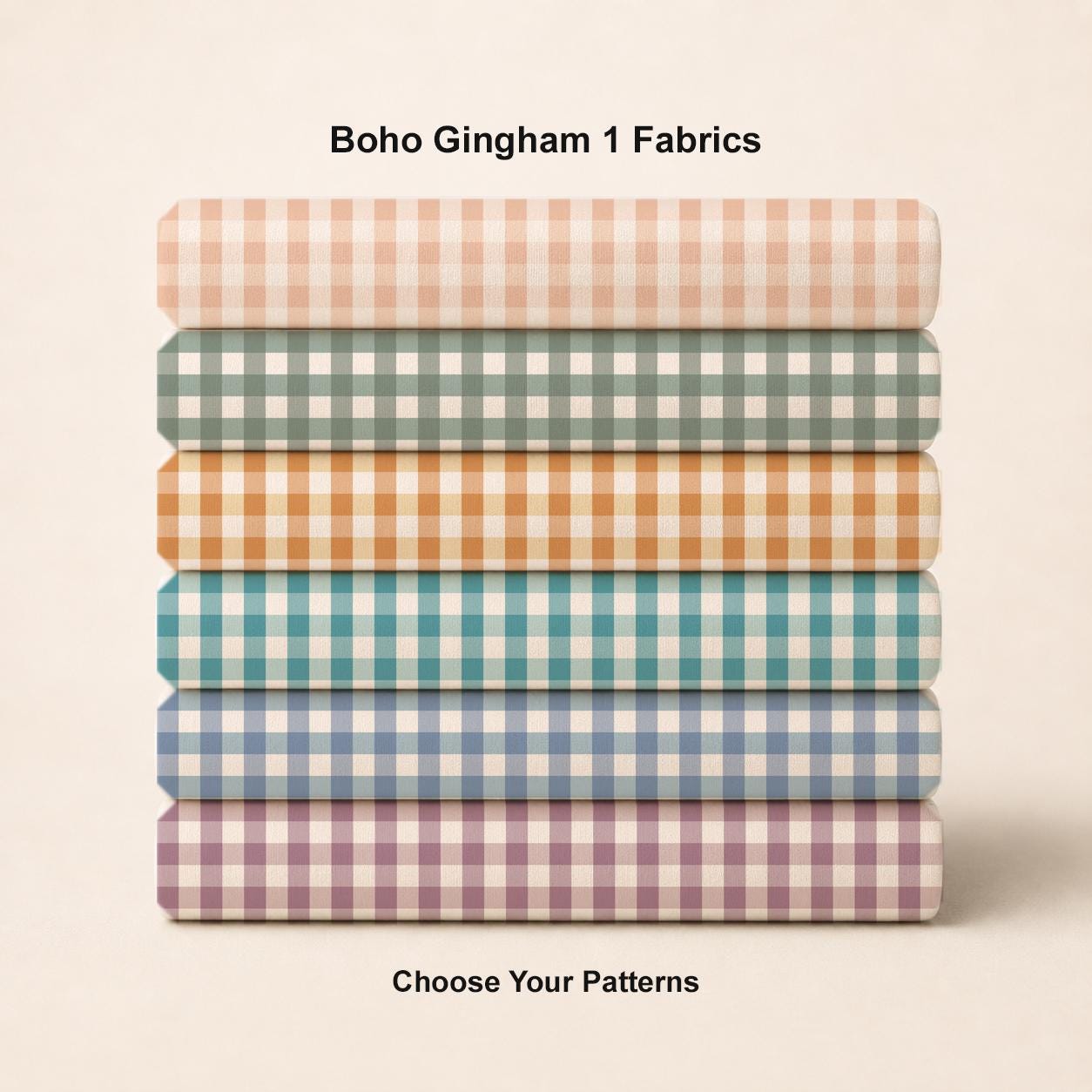Boho Gingham Fabric Set. Choose Your Patterns. Shop now at American Fabric Prints.