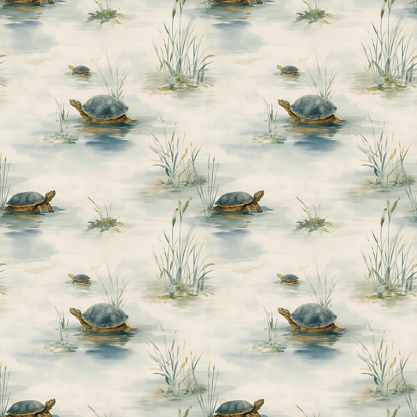 Pond Of Turtles Fabric - Shop now at American Fabric Prints
