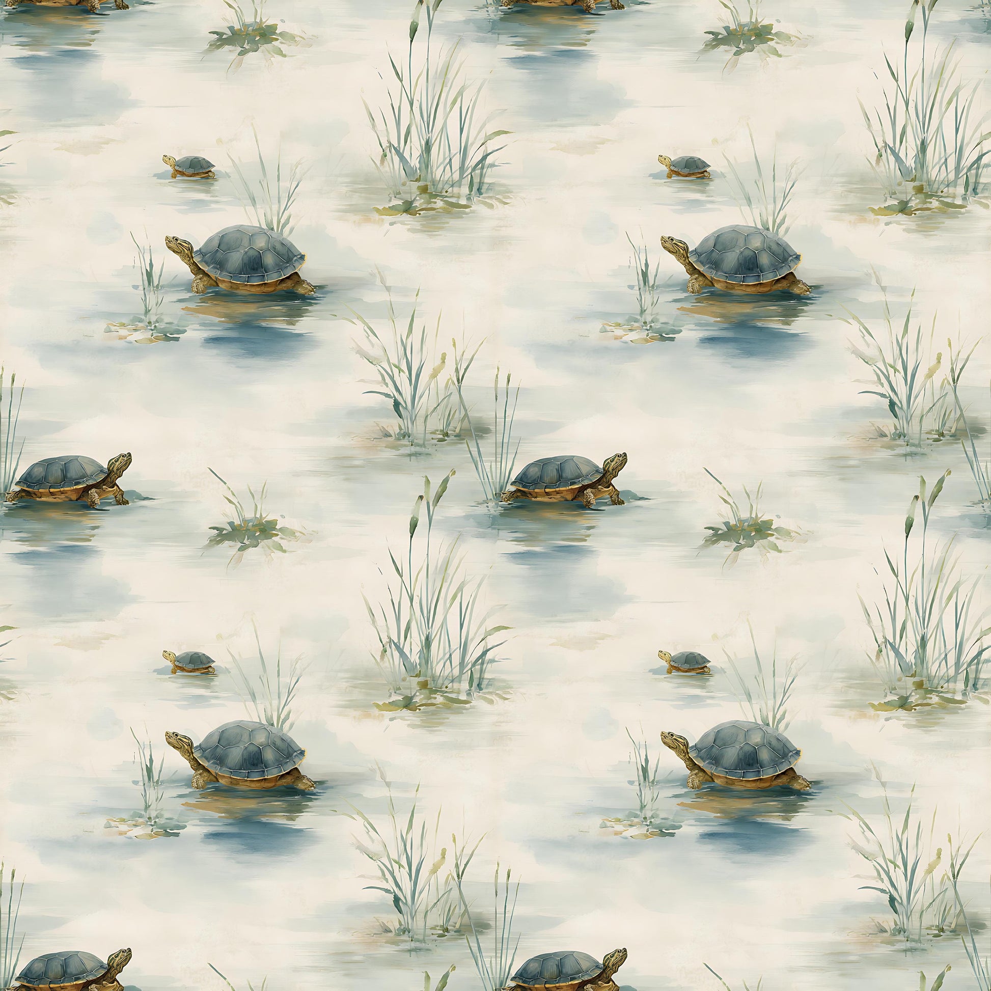Pond Of Turtles Fabric - Shop now at American Fabric Prints