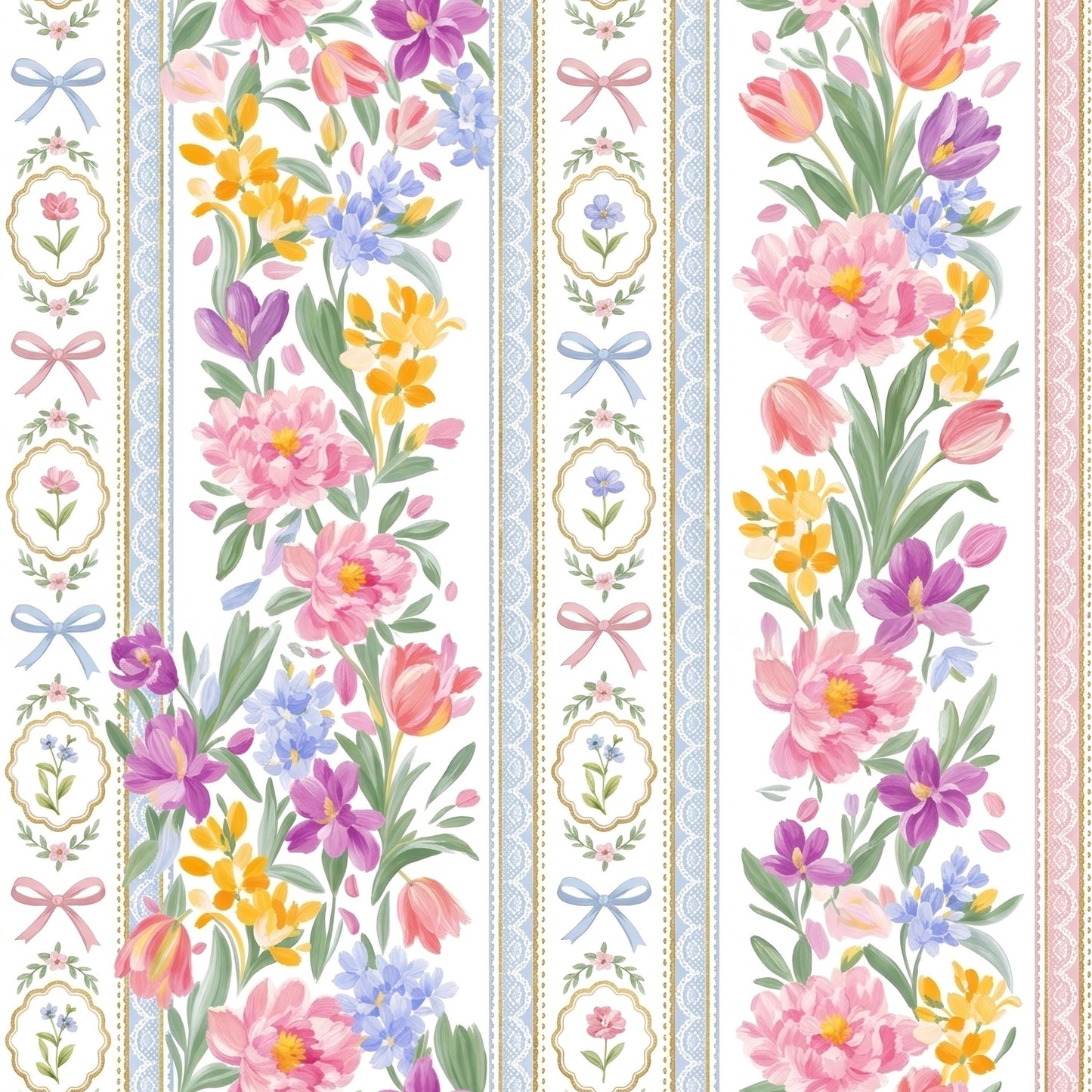 Floral Coquette Stripes Fabric - Shop now at American Fabric Prints