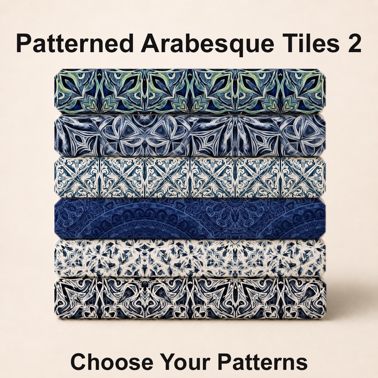 Patterned Arabesque Tiles 2 Fabric Bundle Set - Shop now at American Fabric Prints
