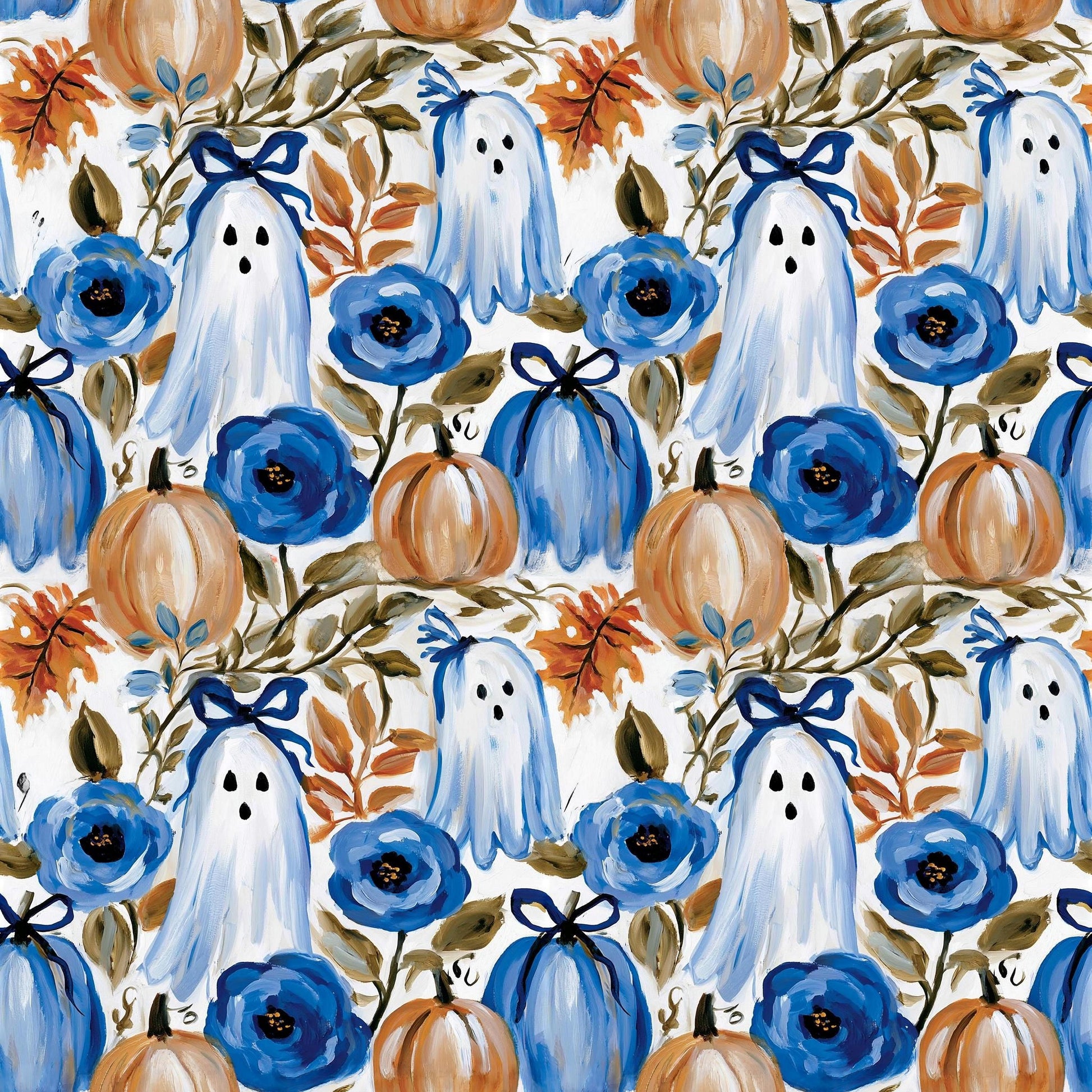 Preppy Halloween Ghosts Fabric - Shop now at American Fabric Prints