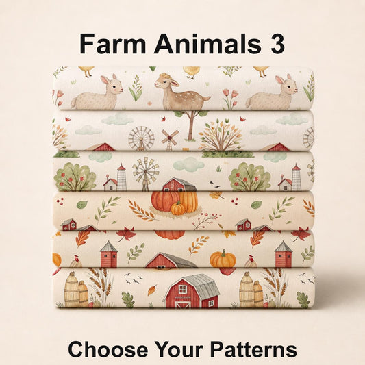 Farm Animals Fabric Set 3. Choose Your Patterns or Choose them All! Shop now at American Fabric Prints.