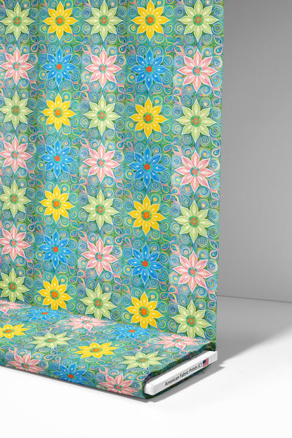 Floral Tile Art Fabric - Shop now at American Fabric Prints