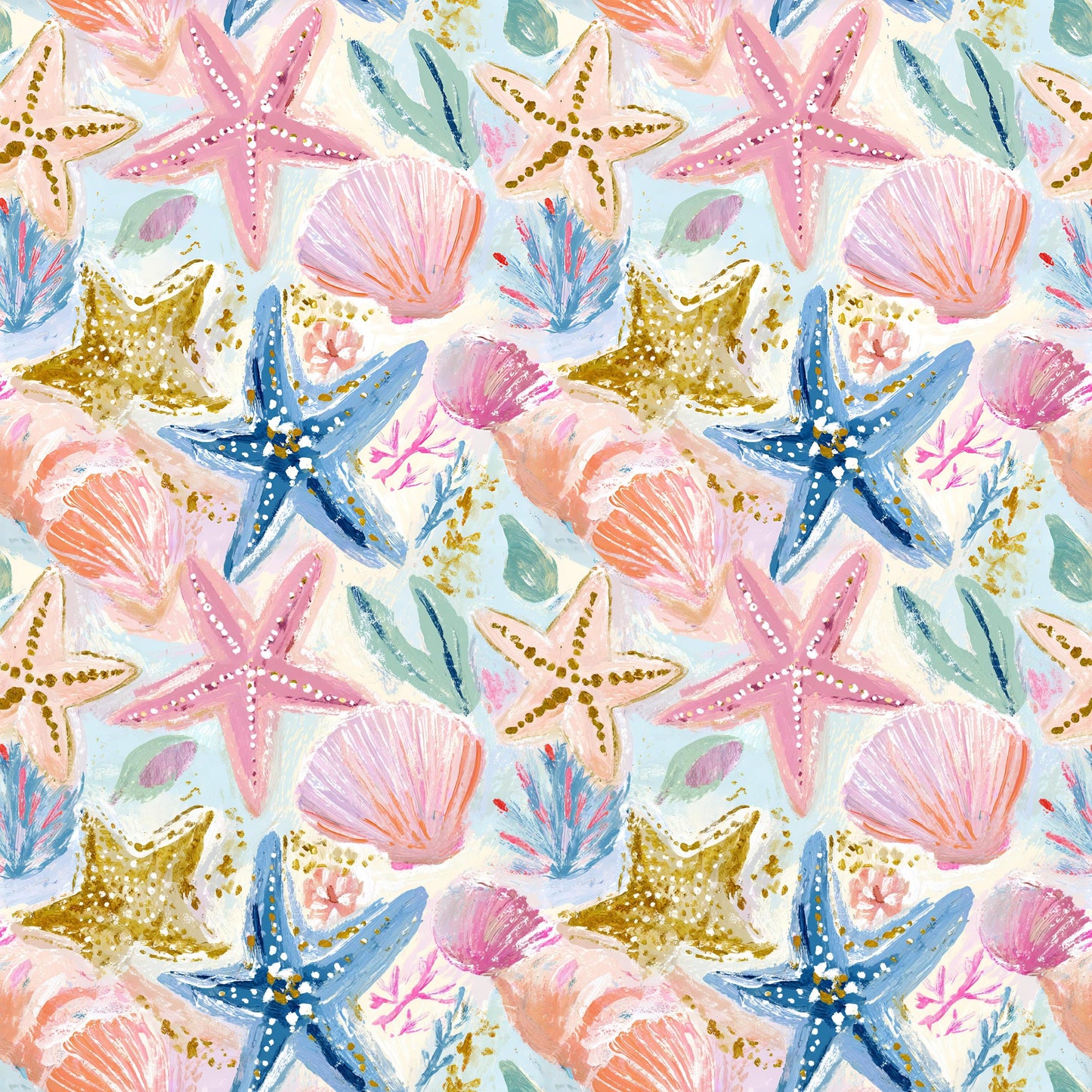 Bright Preppy Starfish Fabric - Shop now at American Fabric Prints
