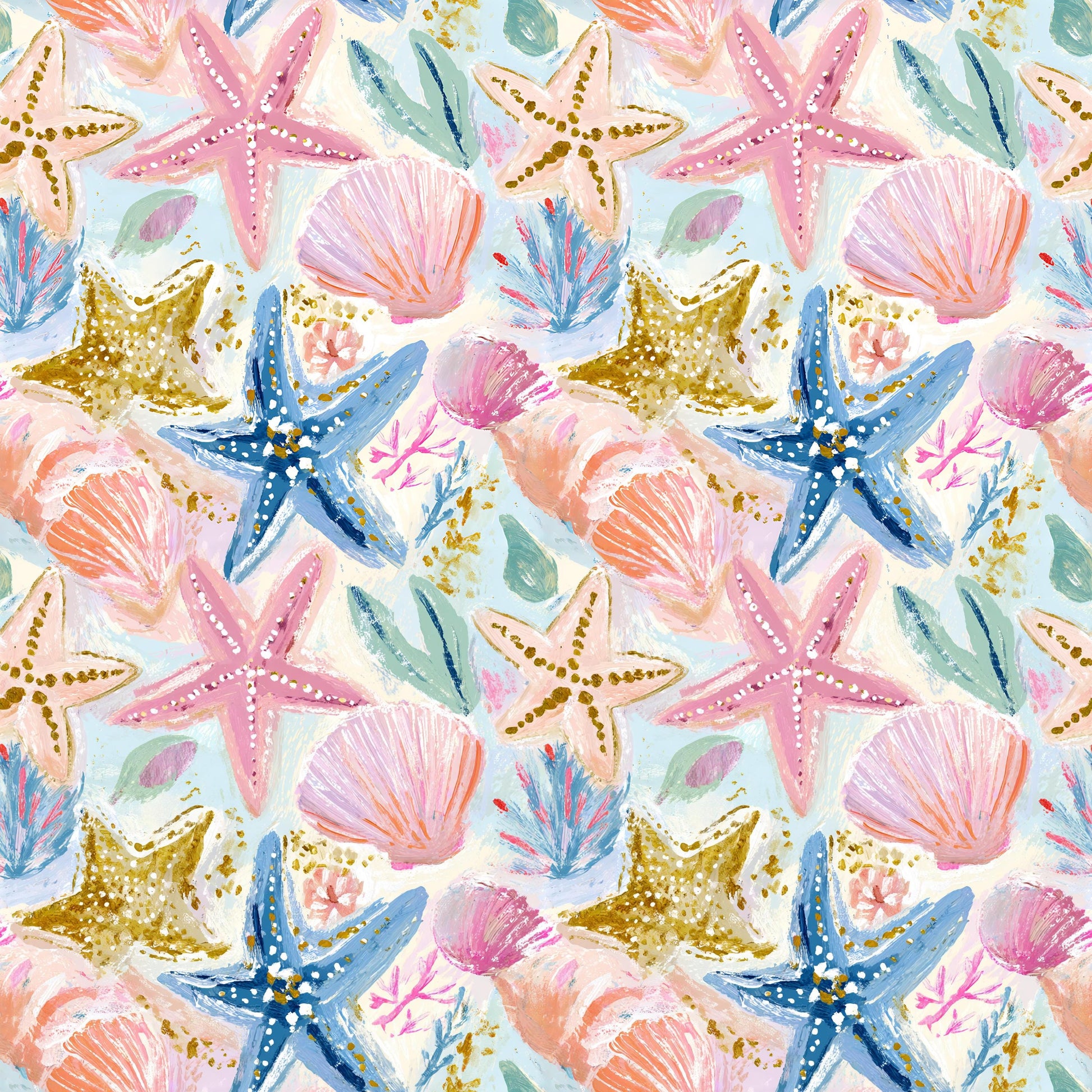 Bright Preppy Starfish Fabric - Shop now at American Fabric Prints