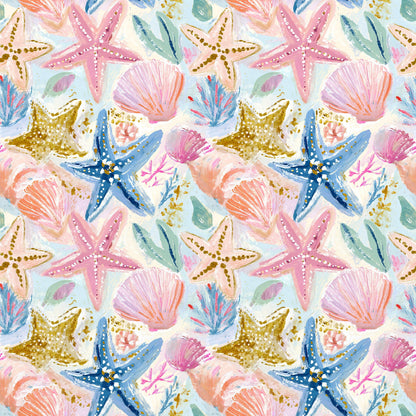Bright Preppy Starfish Fabric - Shop now at American Fabric Prints