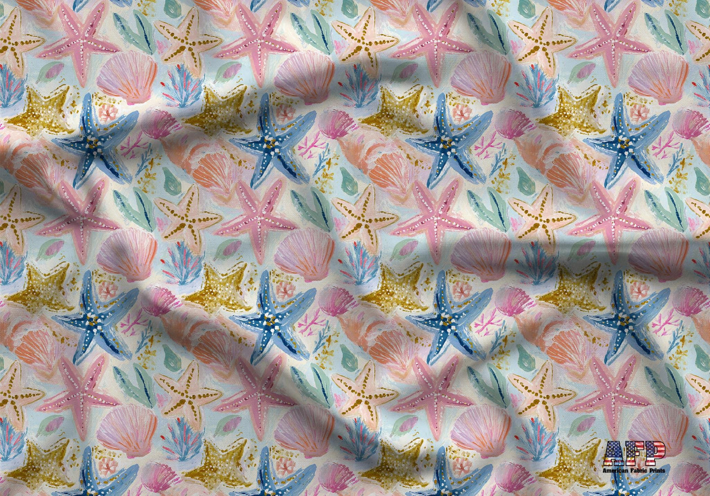 Bright Preppy Starfish Fabric - Shop now at American Fabric Prints