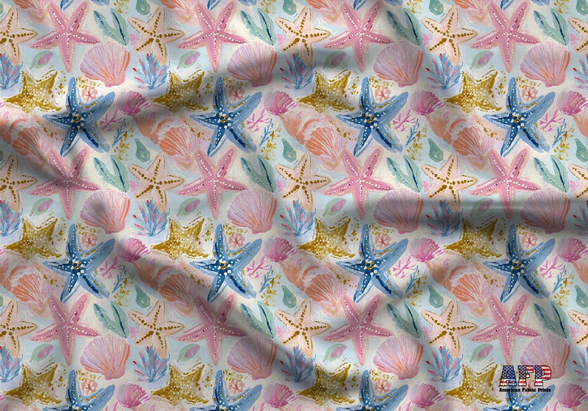 Bright Preppy Starfish Fabric - Shop now at American Fabric Prints