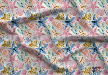 Bright Preppy Starfish Fabric - Shop now at American Fabric Prints