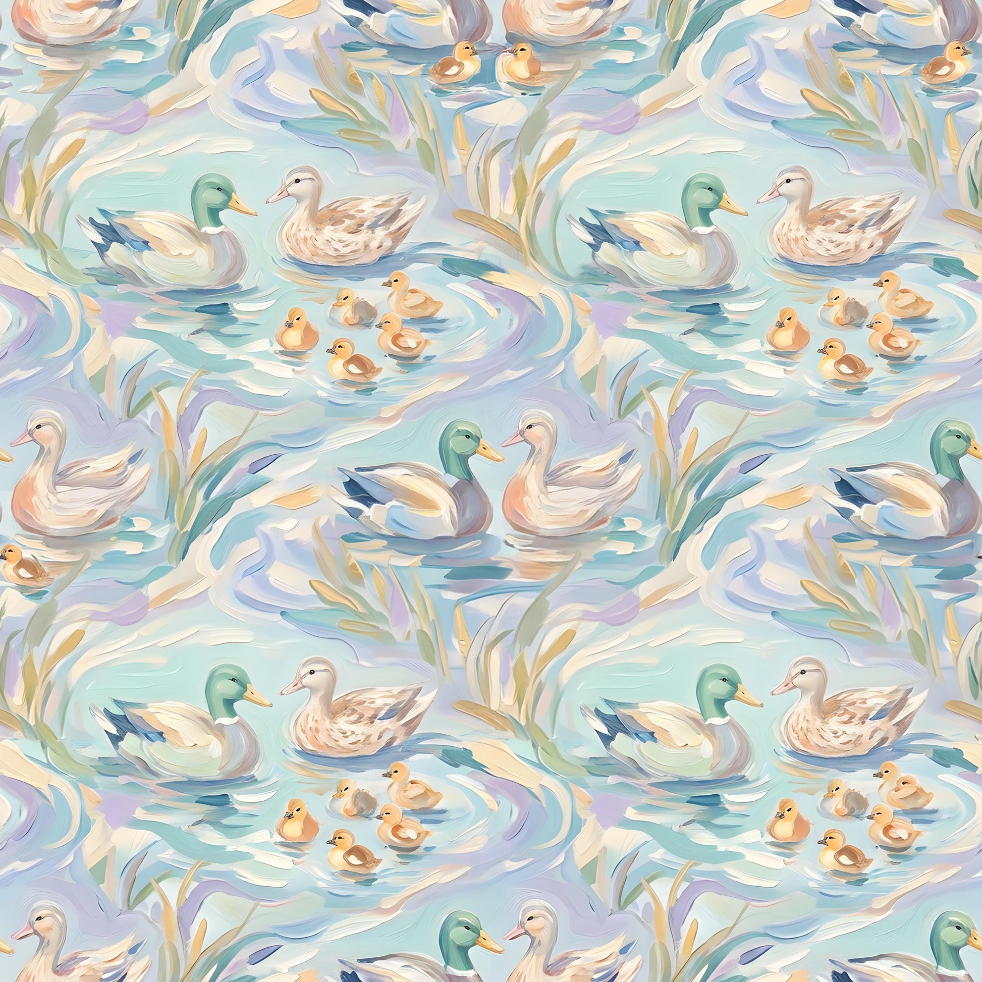 Mallard Duck Family Fabric - Shop now at American Fabric Prints