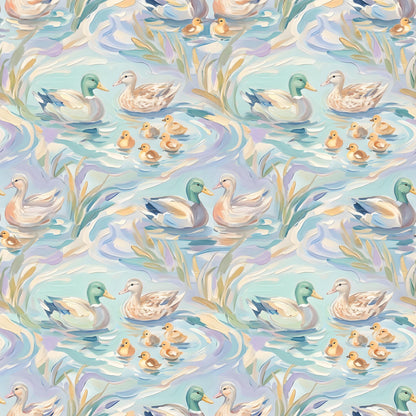 Mallard Duck Family Fabric - Shop now at American Fabric Prints