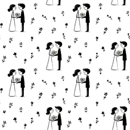 Bride and Groom Ink Wedding Fabric - Shop now at American Fabric Prints