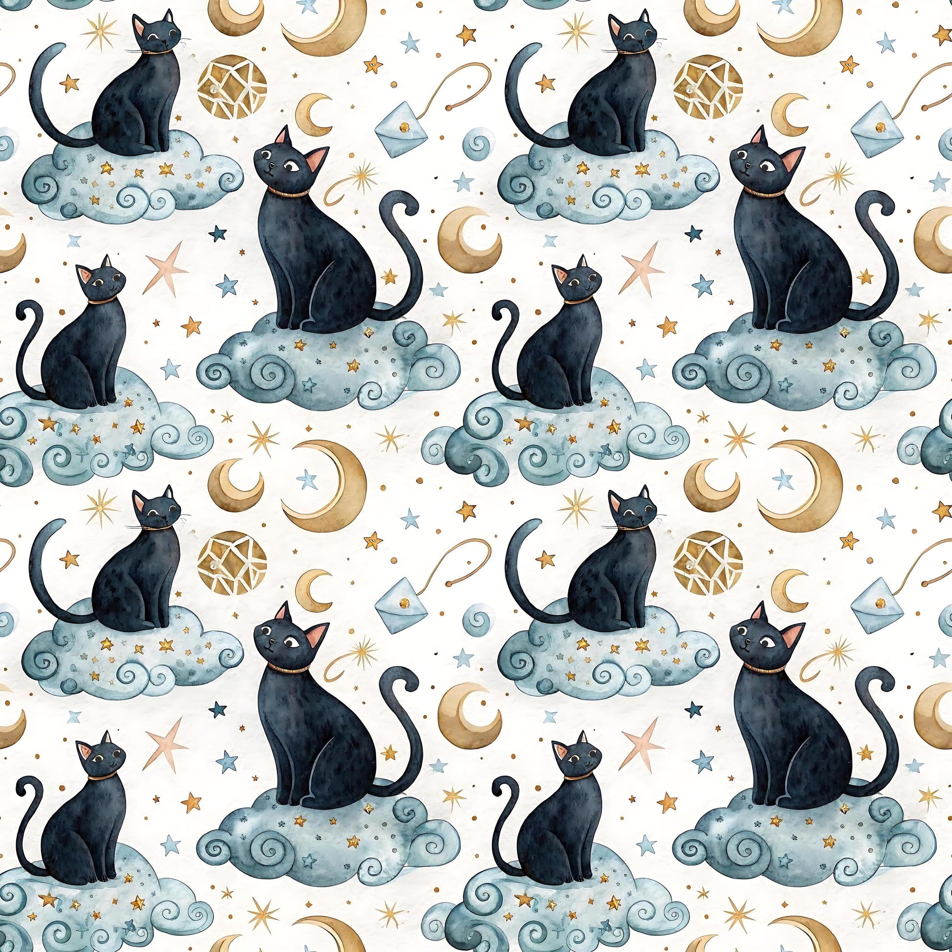 Good Night Cat Fabric - Shop now at American Fabric Prints