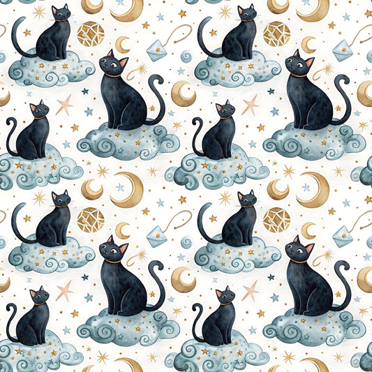 Good Night Cat Fabric - Shop now at American Fabric Prints