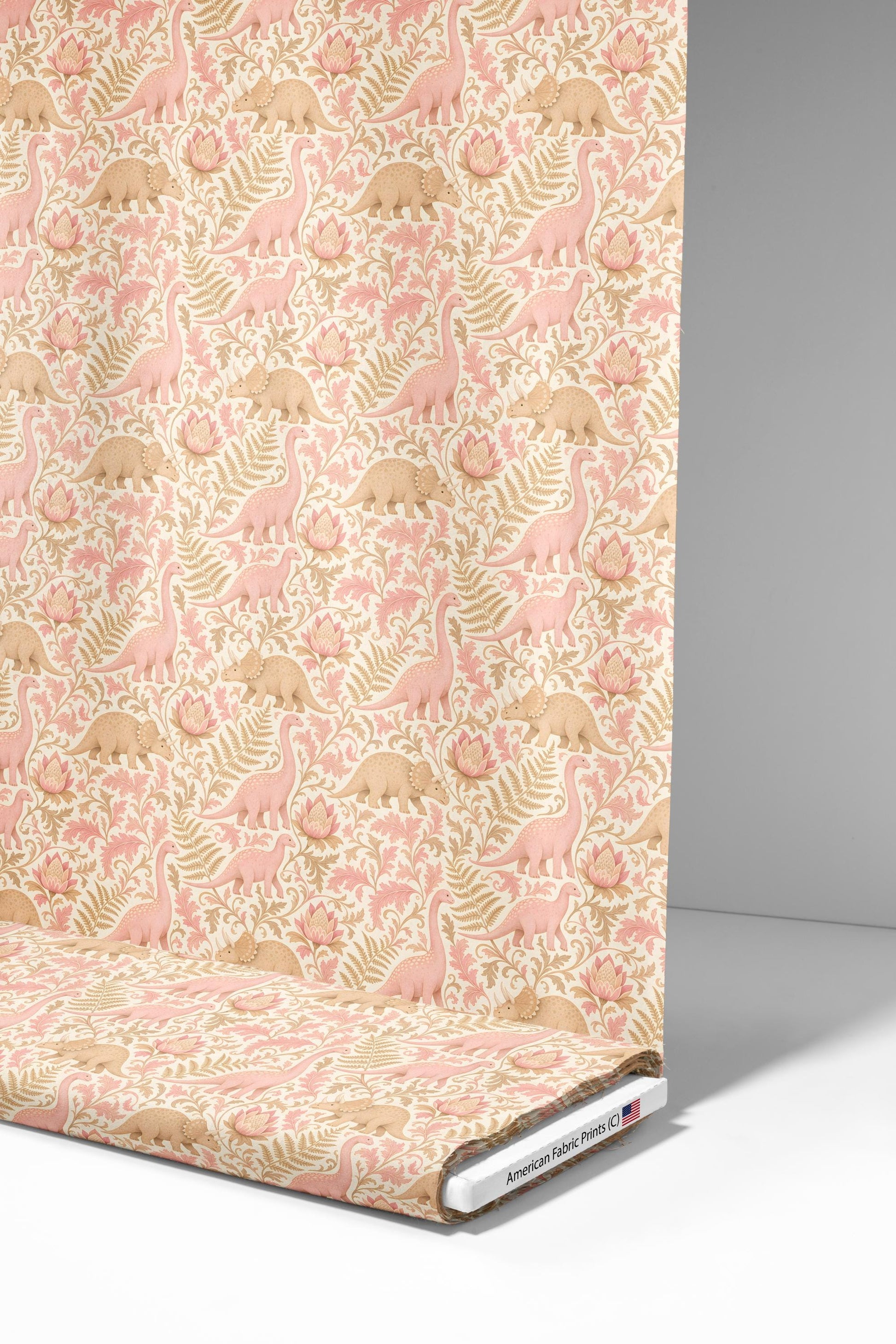 Pink Dinosaur Damask Fabric - Shop now at American Fabric Prints