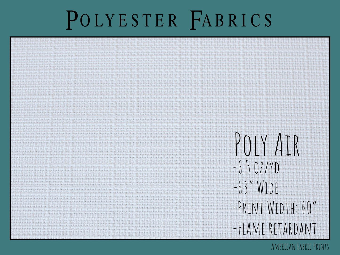 a piece of white fabric with the words poly air on it
