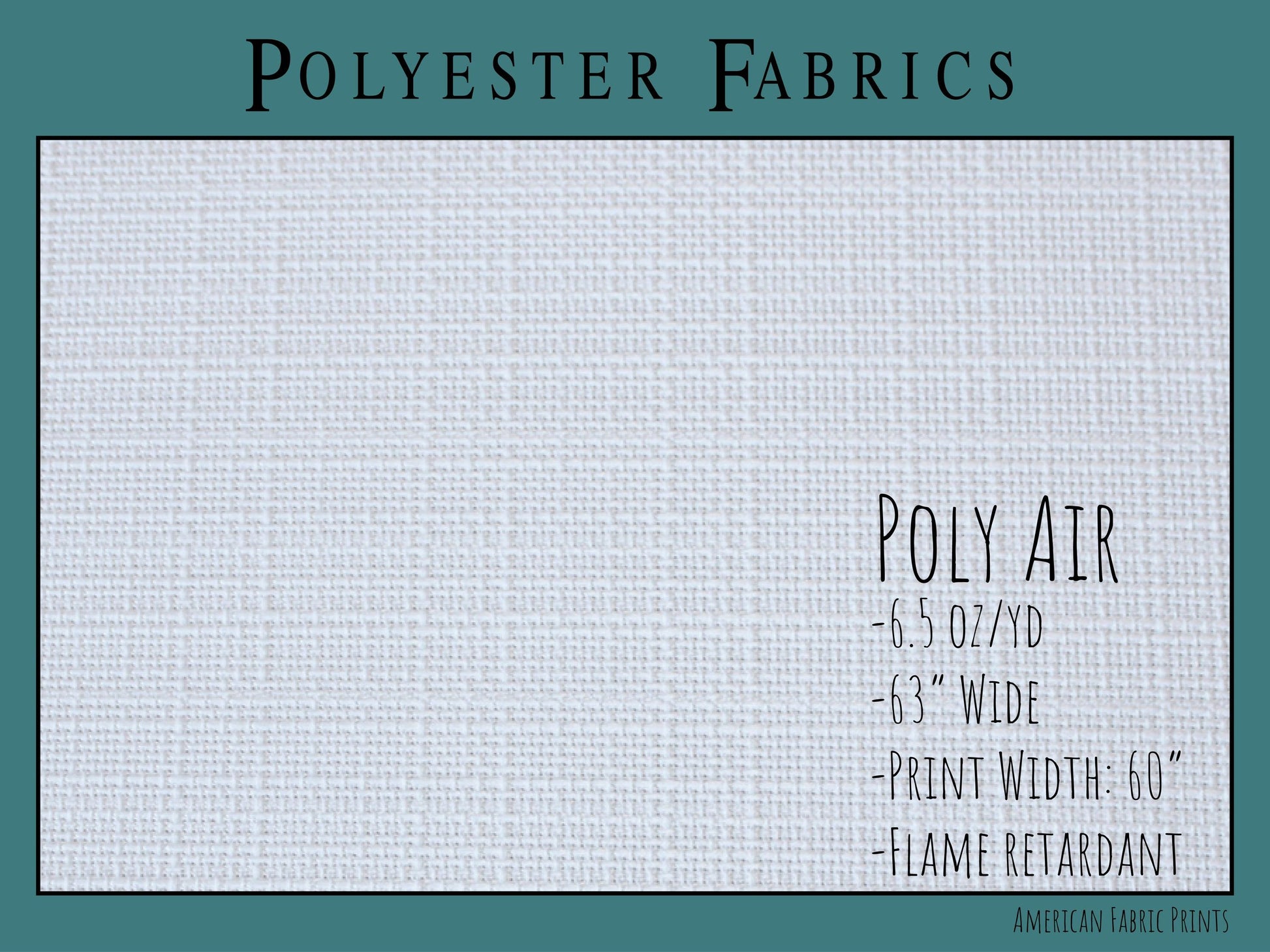 a piece of white fabric with the words poly air on it