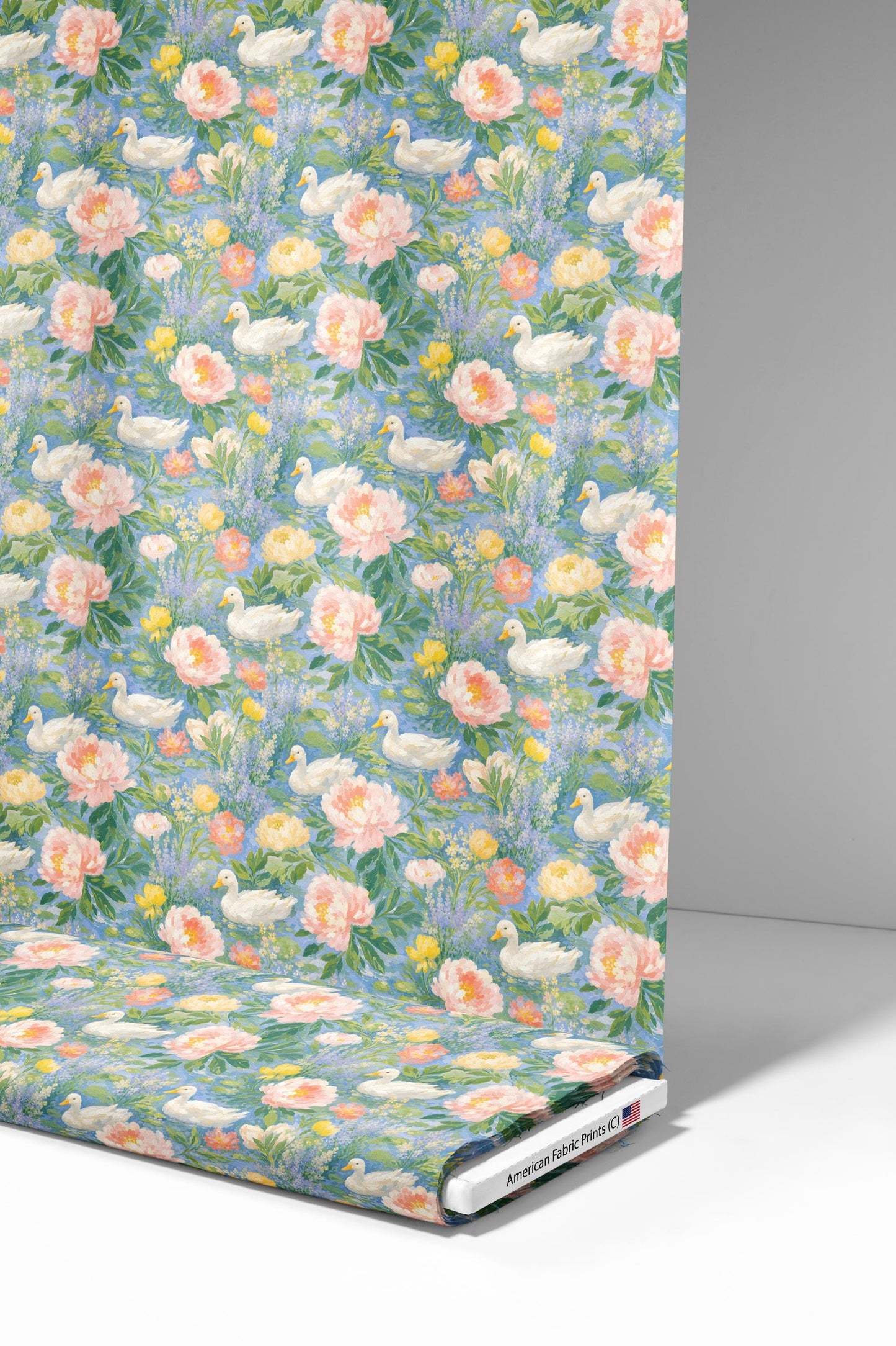 Ducks and Peonies Fabric - Shop now at American Fabric Prints