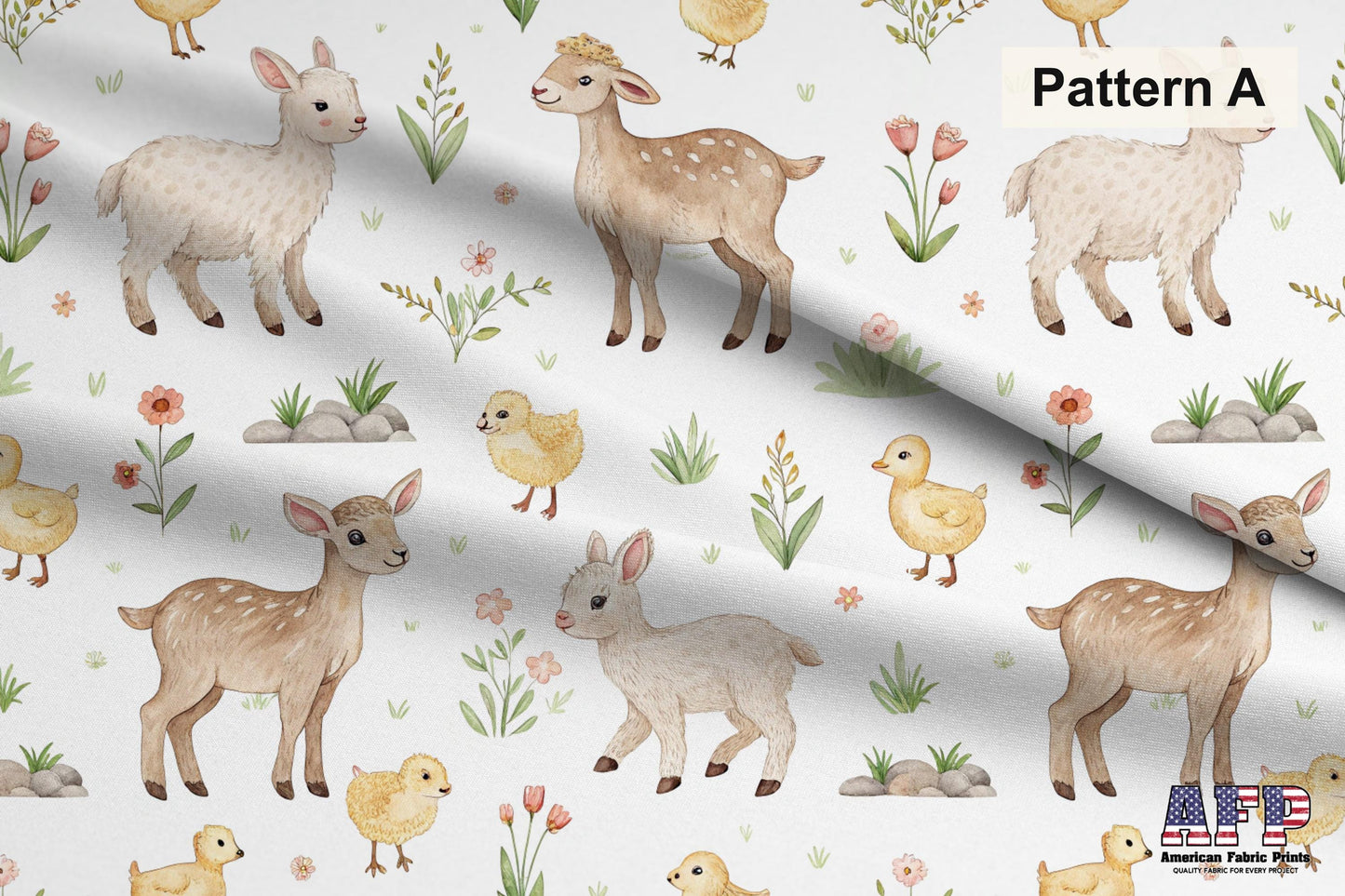 Farm Animals Fabric Set 3. Choose Your Patterns or Choose them All! Pattern A Shown. Shop now at American Fabric Prints.