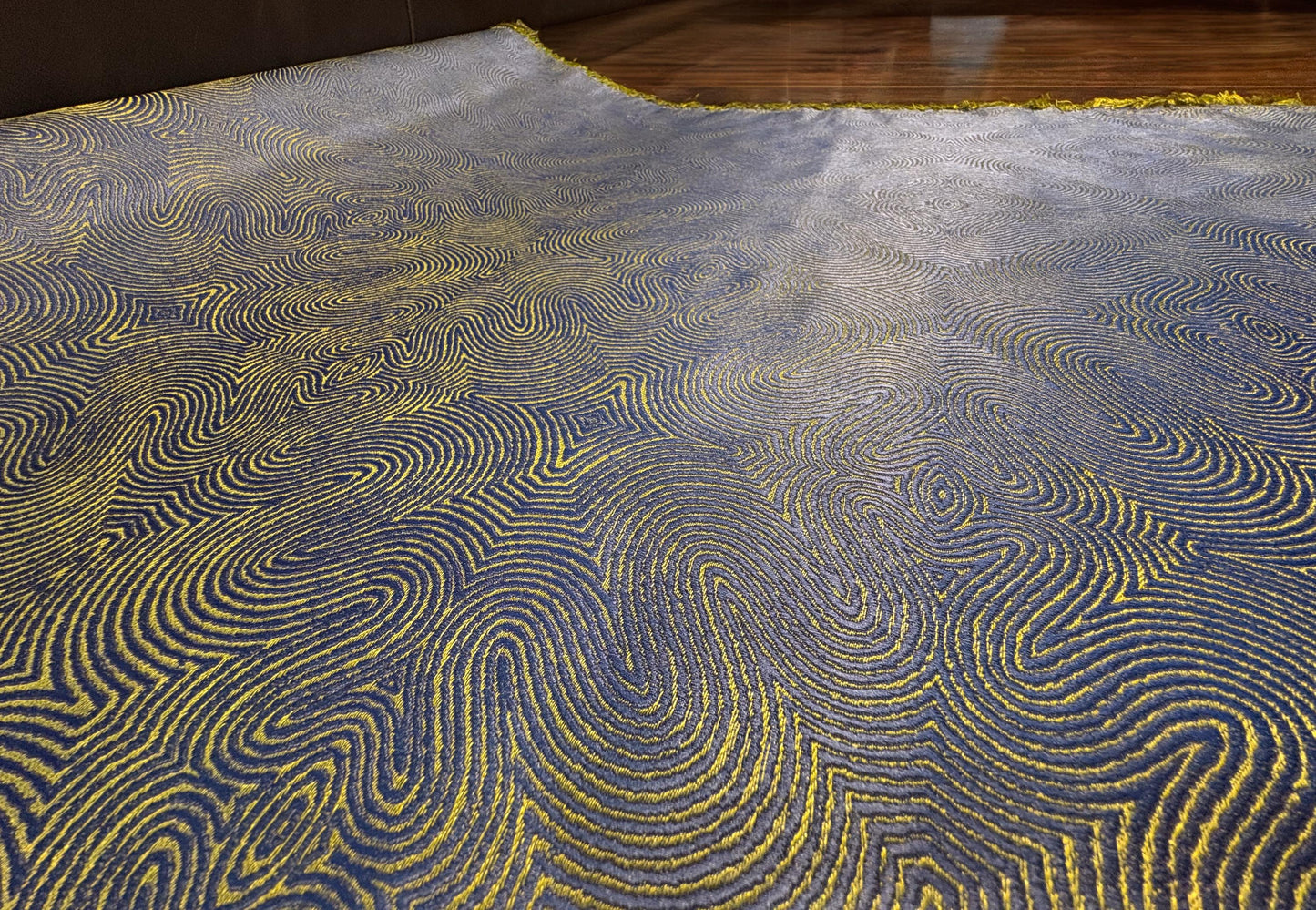 Fabricut Patina in Cobalt Colorway. Premium Modern Contemporary Jacquard Fabric for Upholstery. Shop now at American Fabric Prints.
