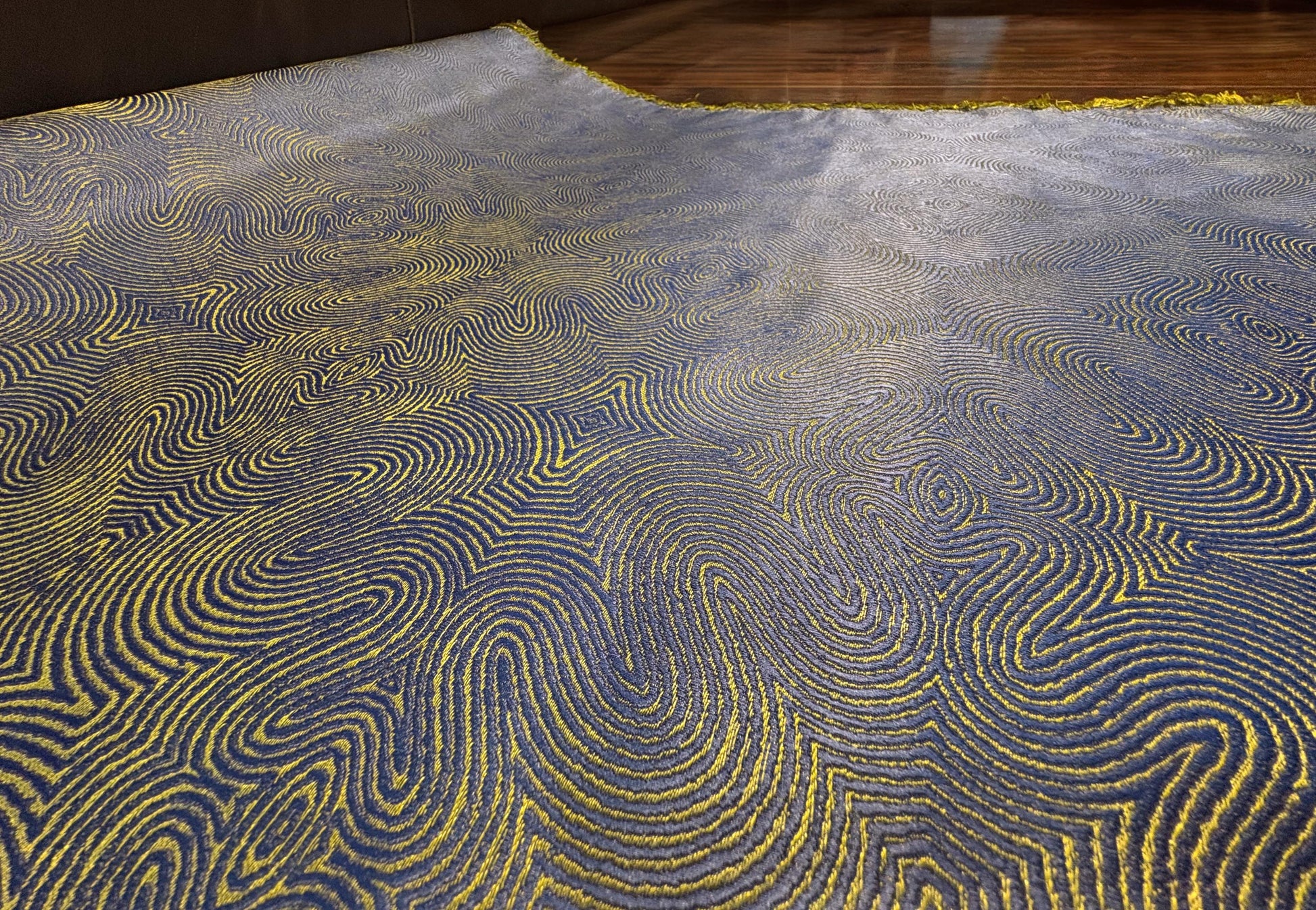 Fabricut Patina in Cobalt Colorway. Premium Modern Contemporary Jacquard Fabric for Upholstery. Shop now at American Fabric Prints.