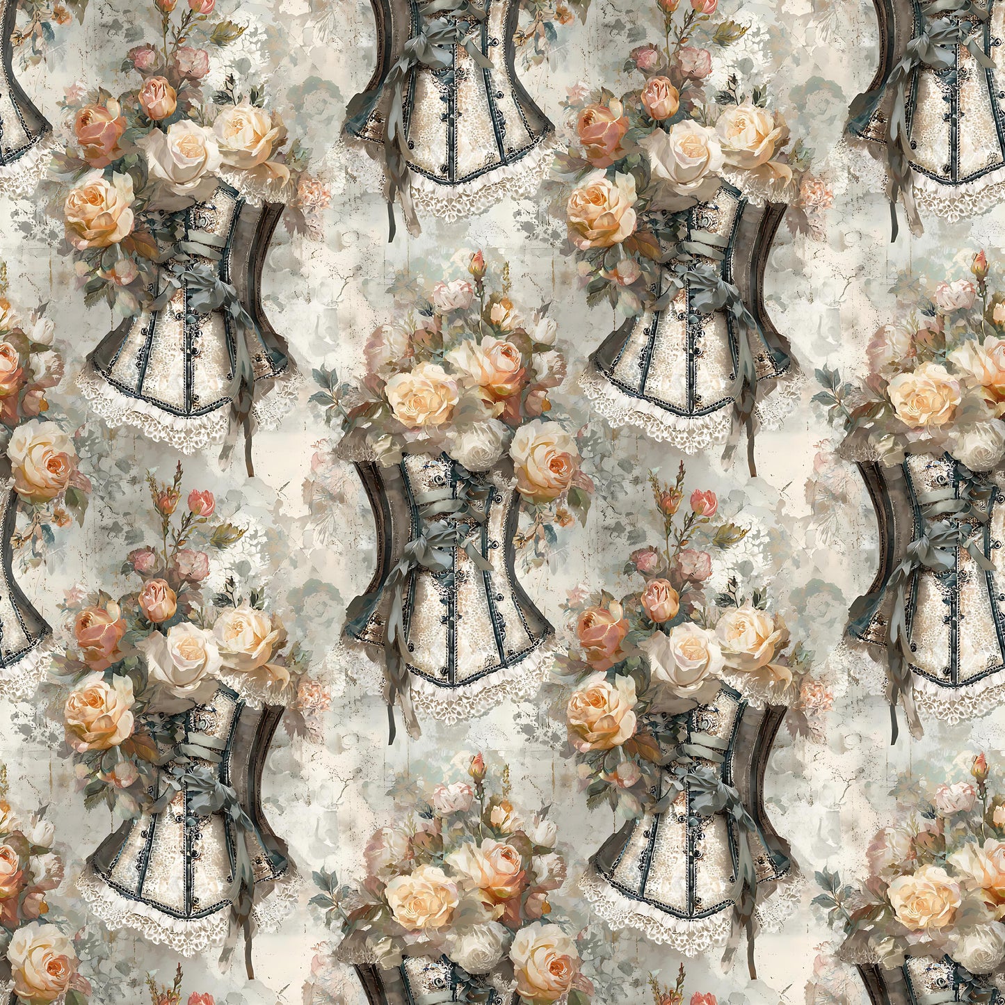 Victorian Shabby Chic Corset Fabric - Shop now at American Fabric Prints