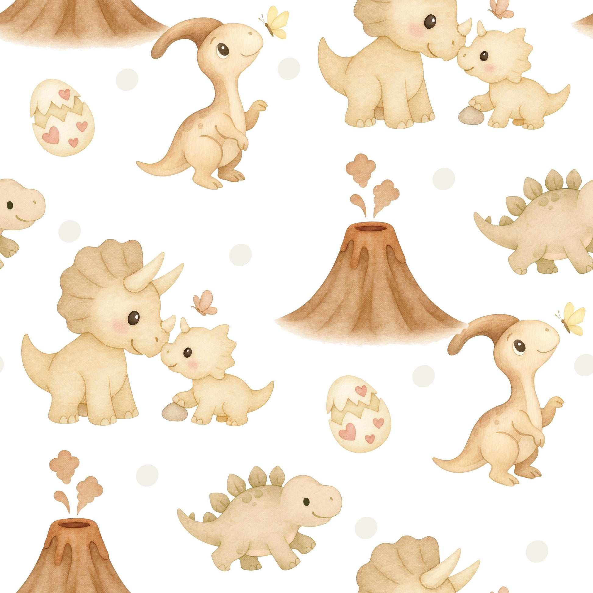 Neutral Dinosaurs Fabric - Shop now at American Fabric Prints
