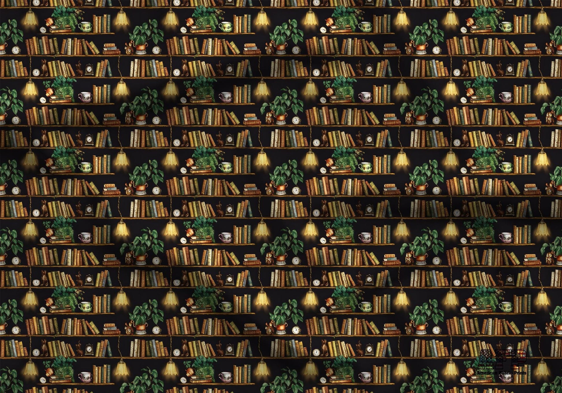 Green Library Fabric - Shop now at American Fabric Prints