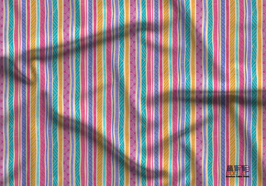 Colorful Doodle Stripes Fabric - Shop now at American Fabric Prints