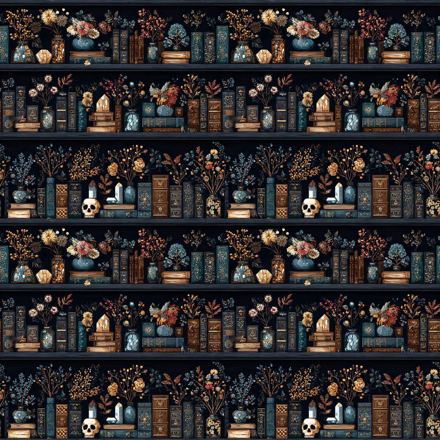 Dark Books Fabric - Shop now at American Fabric Prints