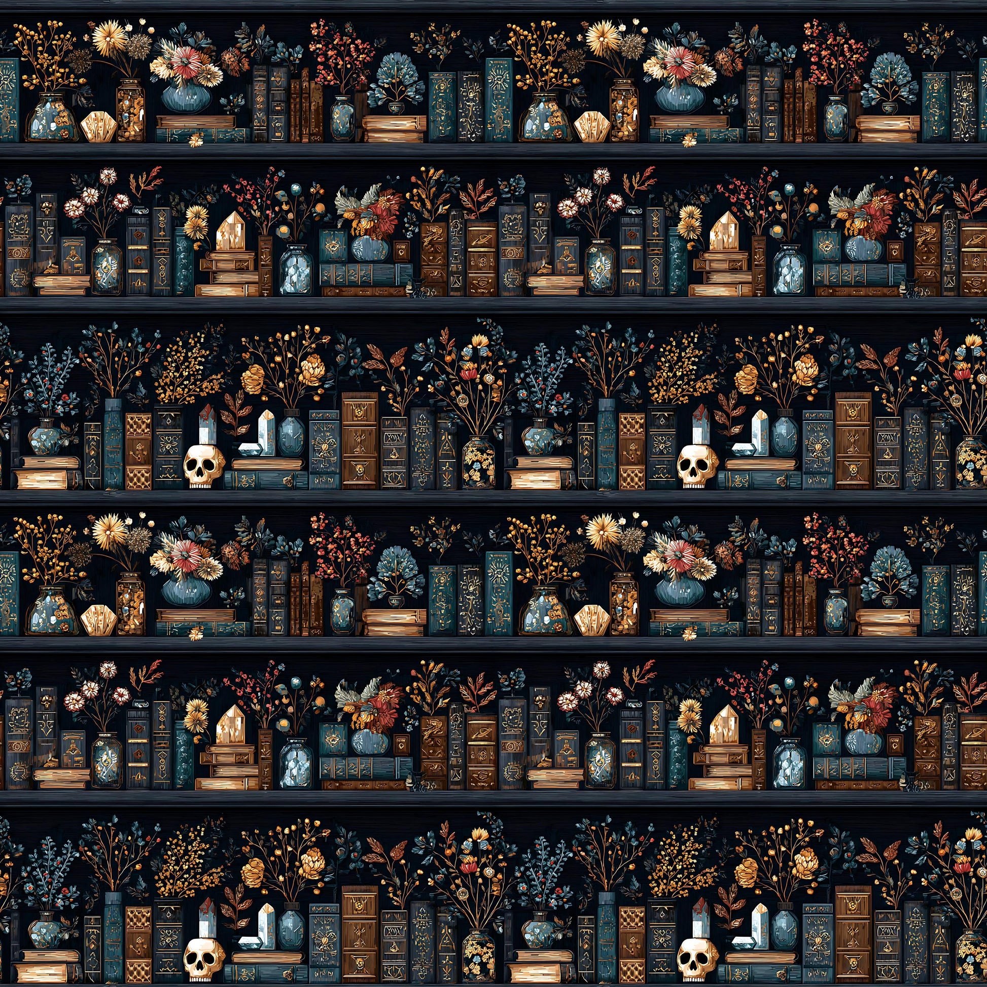 Dark Books Fabric - Shop now at American Fabric Prints