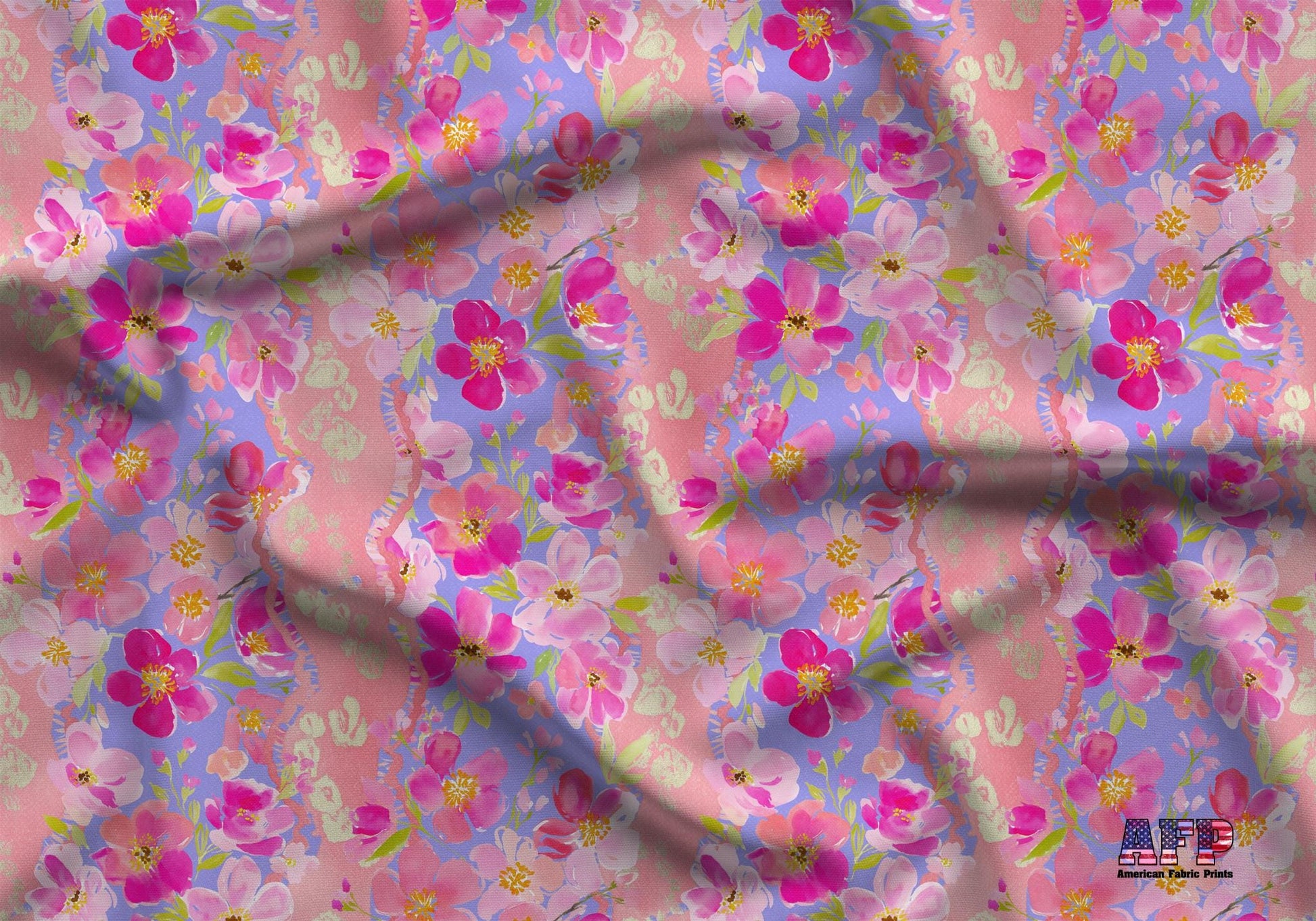 Bold Pink Floral Fabric - Shop now at American Fabric Prints