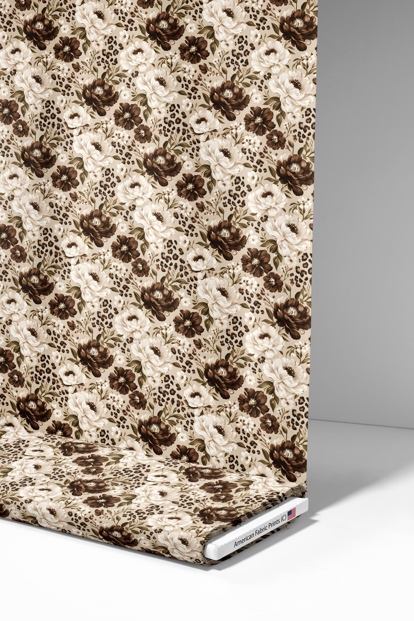 Leopard Brown Floral Fabric - Shop now at American Fabric Prints
