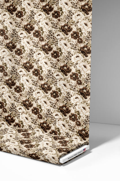Leopard Brown Floral Fabric - Shop now at American Fabric Prints