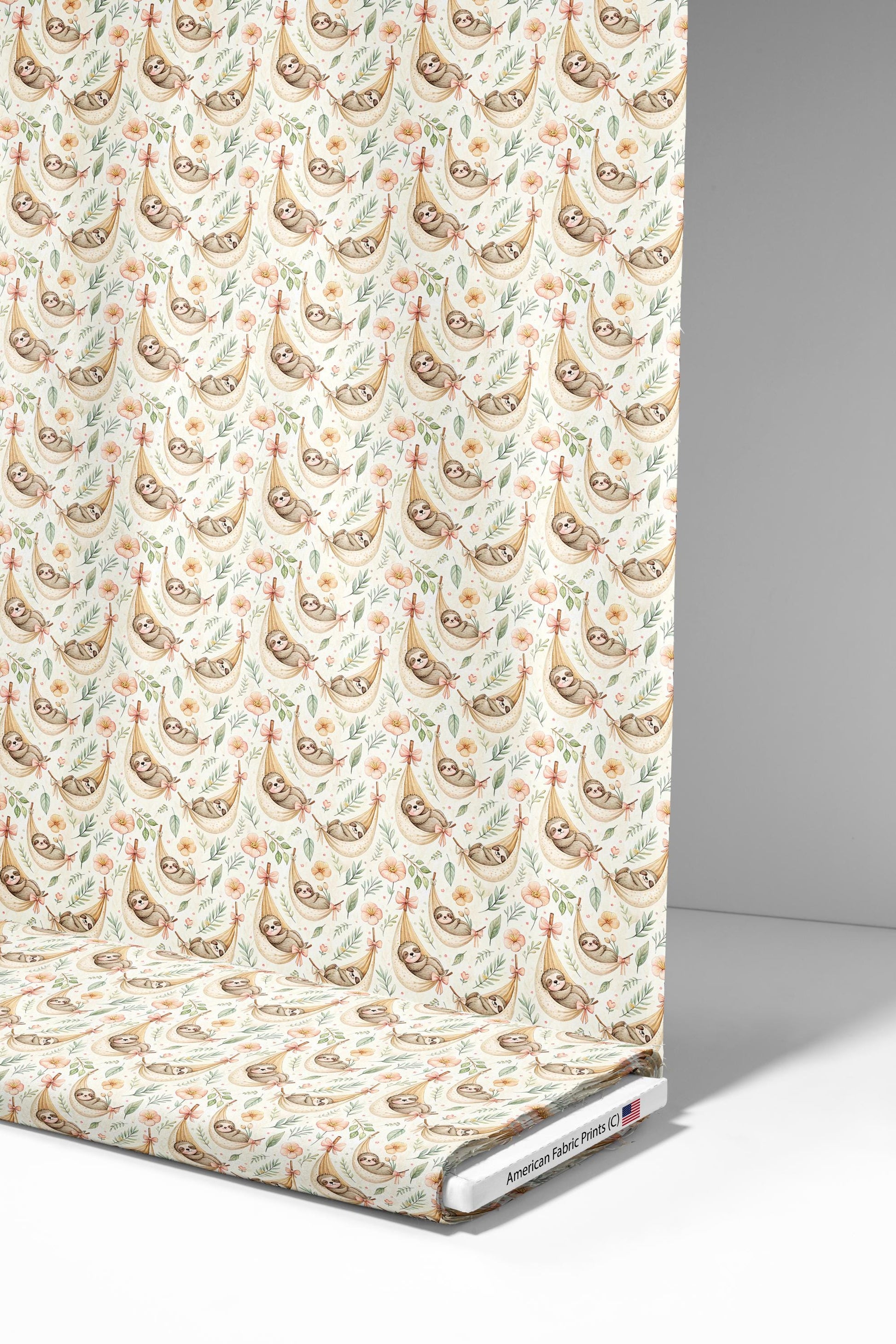 Sloths in Hammocks Fabric - Shop now at American Fabric Prints