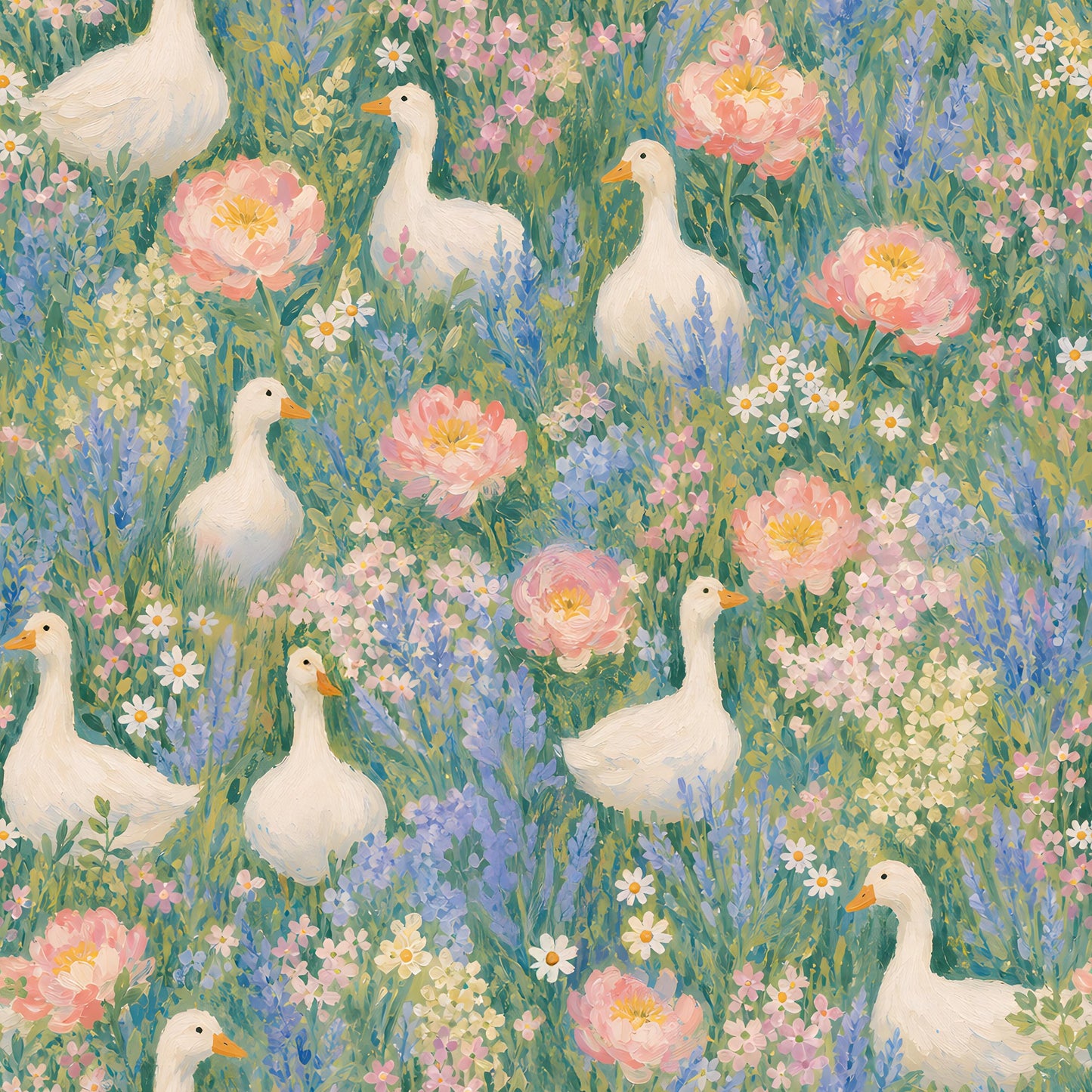 Meadow of Geese Fabric - Shop now at American Fabric Prints