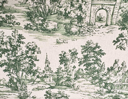 Green Toile De Jouy made in the USA. Shop now at American Fabric Prints.