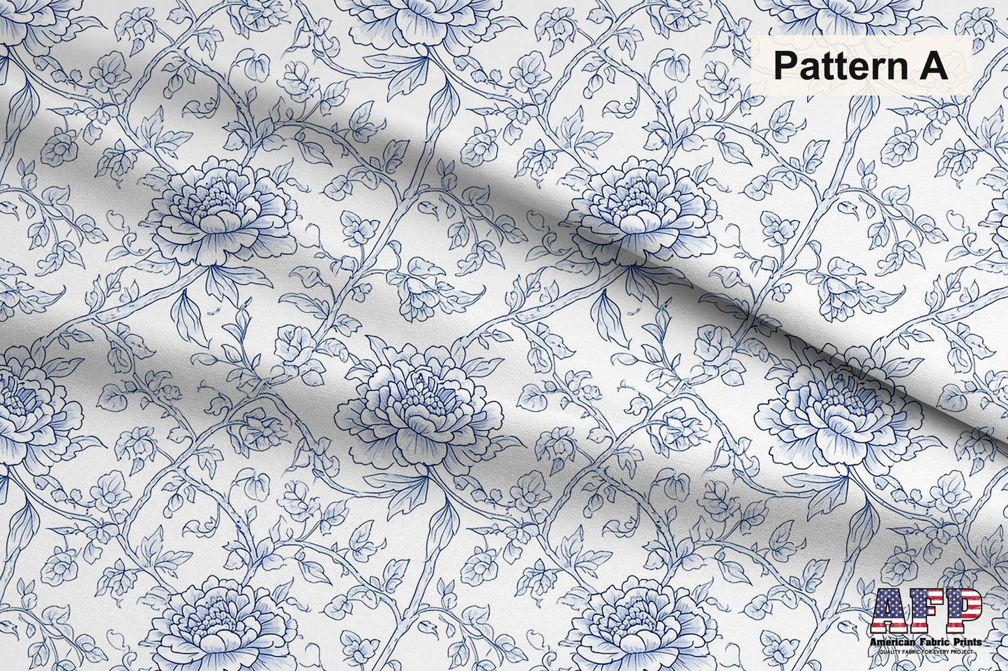 Blue Chinoiserie Toile De Jouy 2 Fabric Bundle Set - Shop now at American Fabric Prints