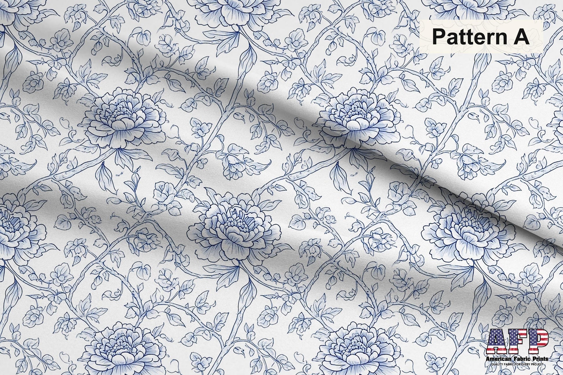 Blue Chinoiserie Toile De Jouy 2 Fabric Bundle Set - Shop now at American Fabric Prints