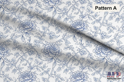 Blue Chinoiserie Toile De Jouy 2 Fabric Bundle Set - Shop now at American Fabric Prints