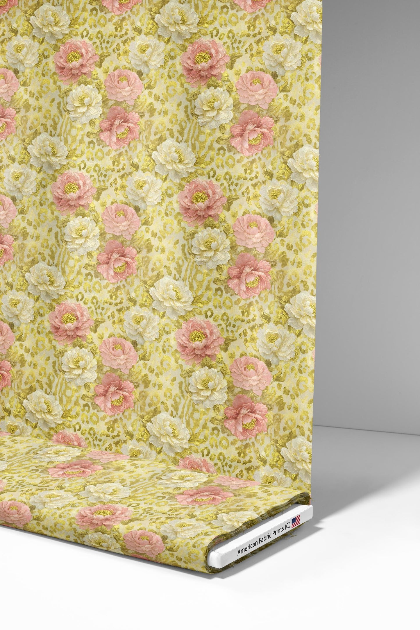 Gold Leopard Floral Fabric - Shop now at American Fabric Prints